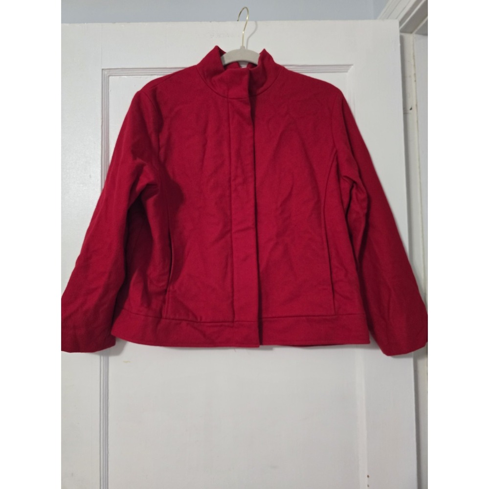 Pendleton Jacket Womens Petite Medium Red Virgin Wool Blazer Zip Up‎ Mock Neck